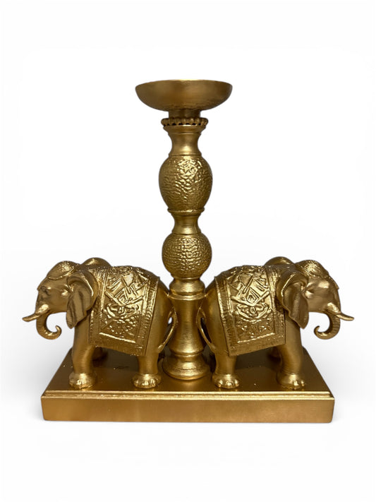 Decorative Twin Elephant Candle Holder for Home & Festive Décor