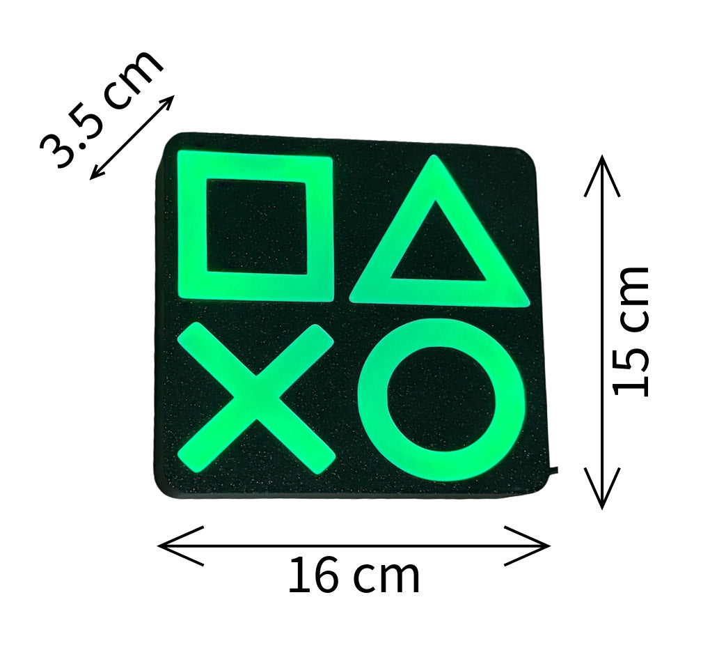 PlayStation LED Symbol Light – RGB Gaming Decor with Remote Control – Geek Room Lamp – Gamer Gift – Color Changing Mood Light