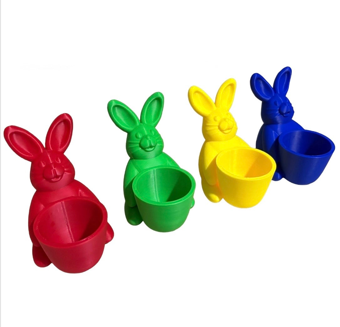 Set of 4 Bunny Egg Holders – Colorful Easter Rabbit Egg Cups