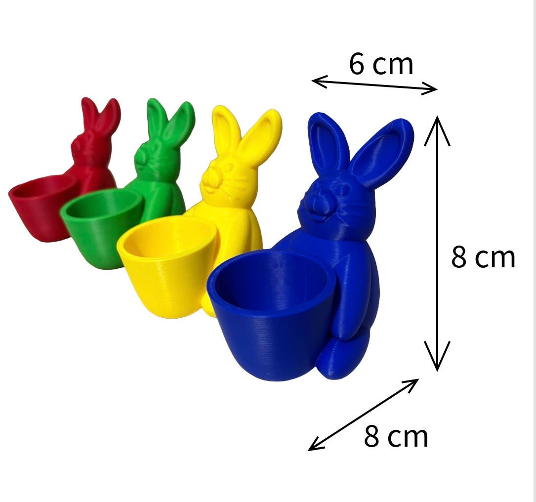 Set of 4 Bunny Egg Holders – Colorful Easter Rabbit Egg Cups