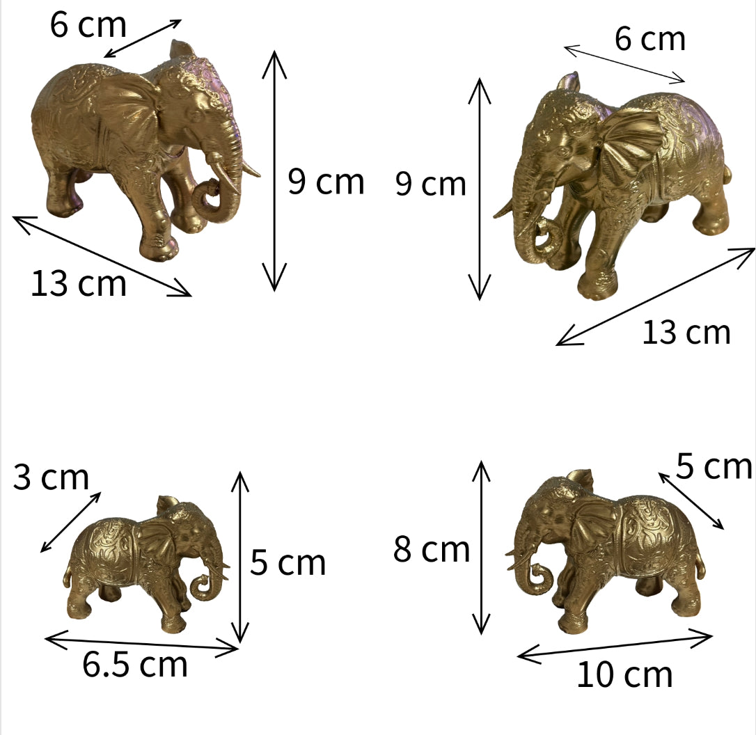 Set of 4 Gold Elephant Figurines – Decorative Statues Home Decor