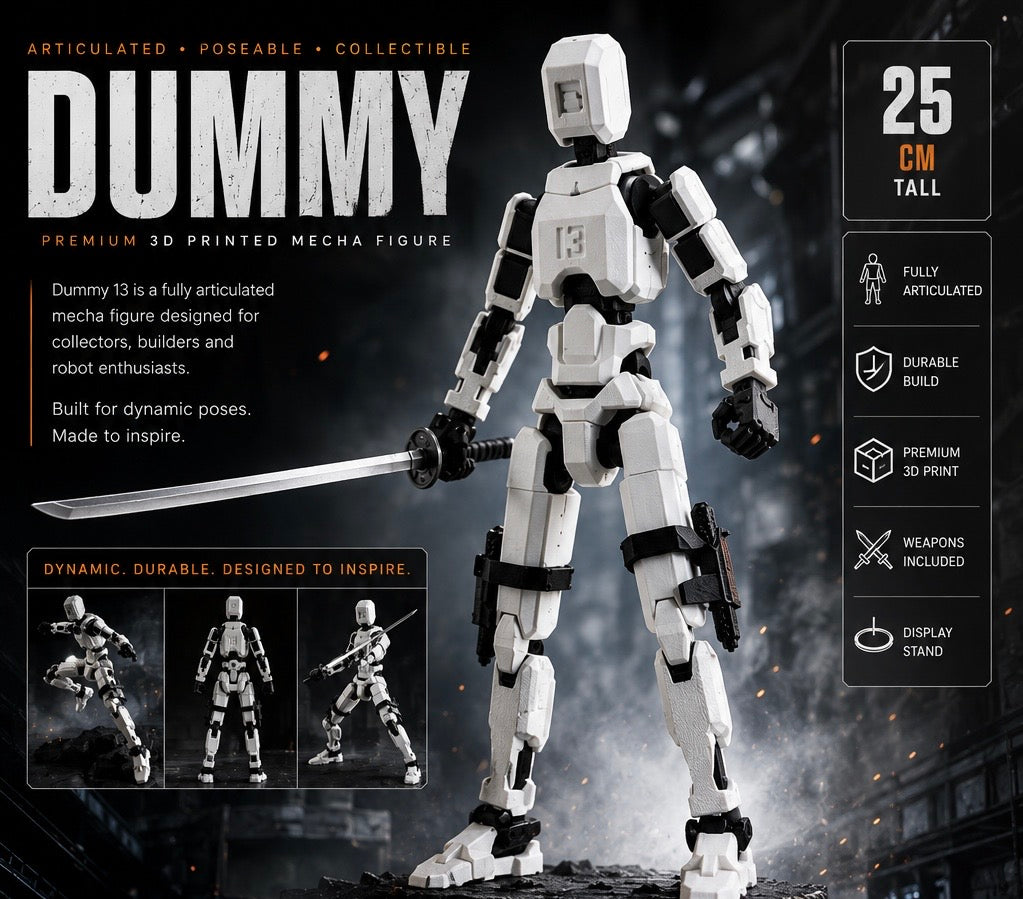 Dummy 13 DIY Articulated Mecha Model Kit – 25cm 3D Printed Robot Figure