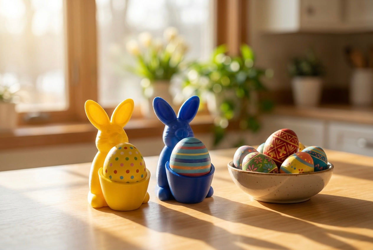 Set of 4 Bunny Egg Holders – Colorful Easter Rabbit Egg Cups