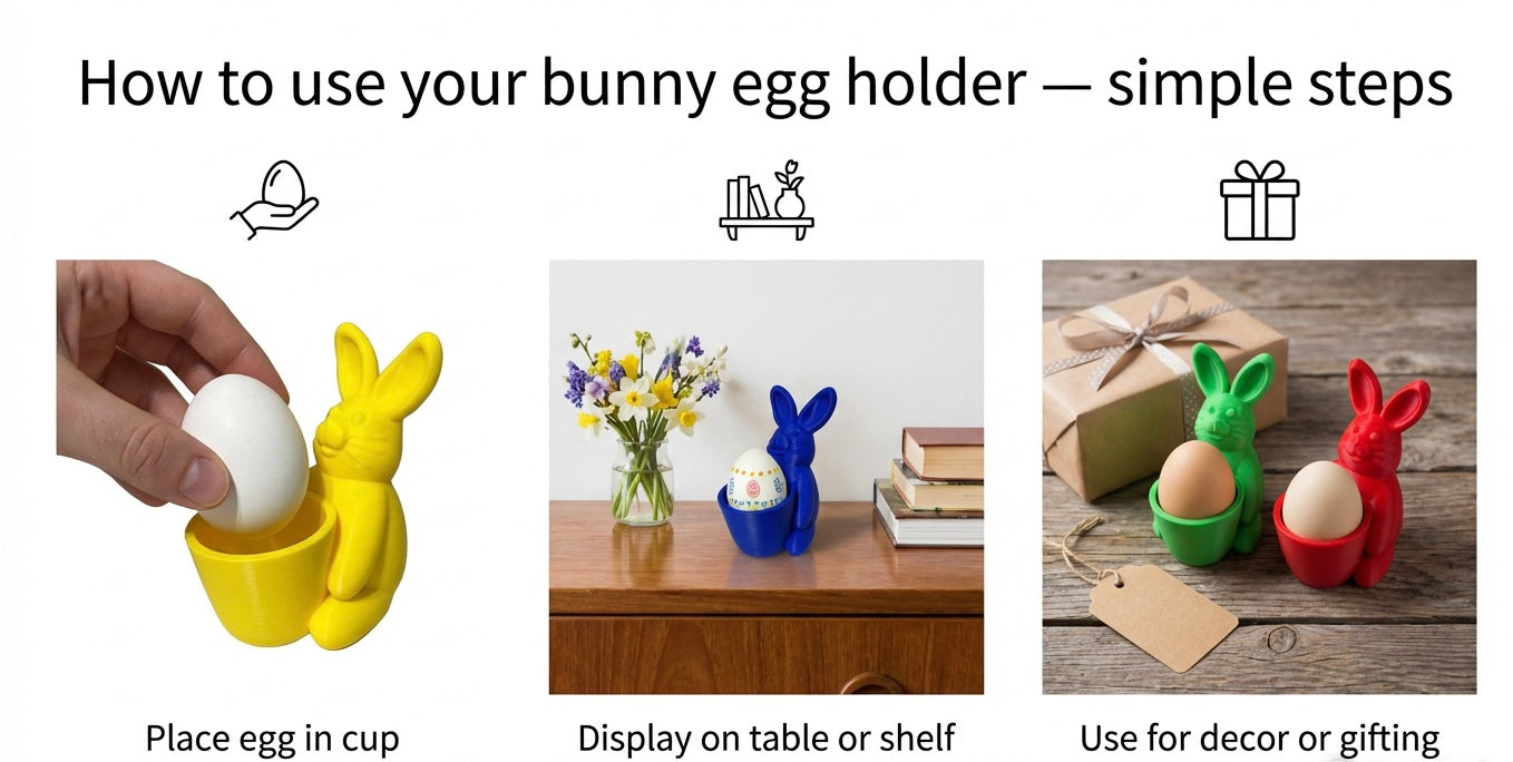 Set of 4 Bunny Egg Holders – Colorful Easter Rabbit Egg Cups