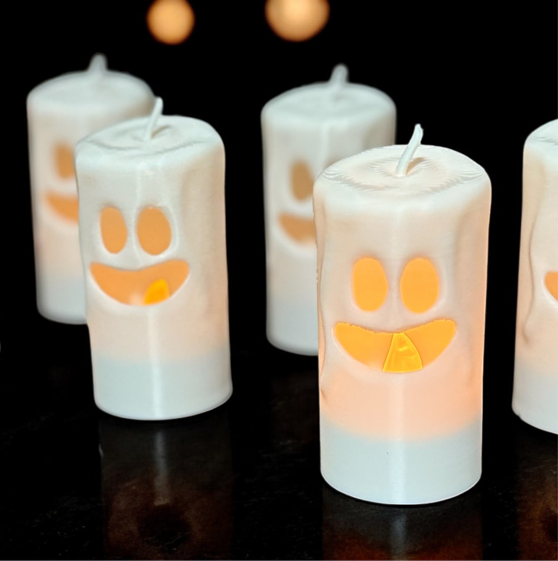 Halloween LED Ghost Candles Pack Of 6 Party Tea Light Candle Battery Operated