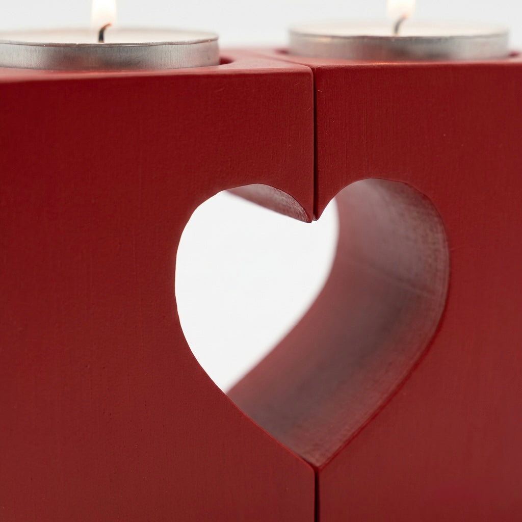 Red Heart Tealight Candle Holders Set