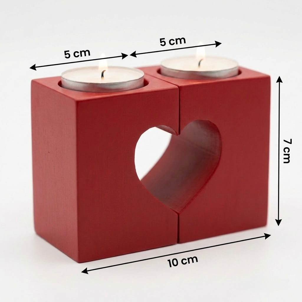 Red Heart Tealight Candle Holders Set