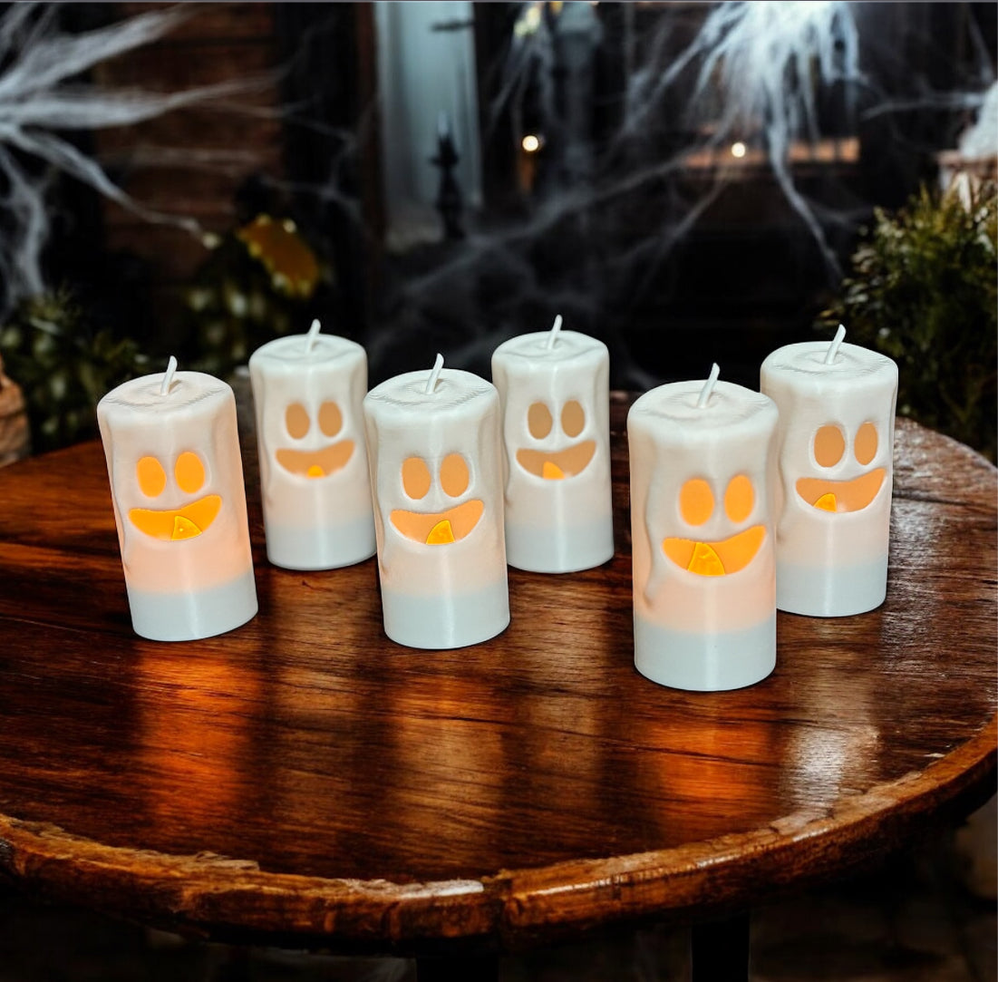 Halloween LED Ghost Candles Pack Of 6 Party Tea Light Candle Battery Operated
