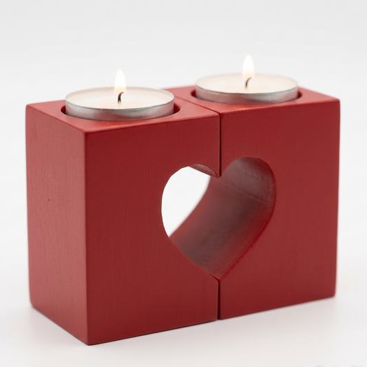 Red Heart Tealight Candle Holders Set