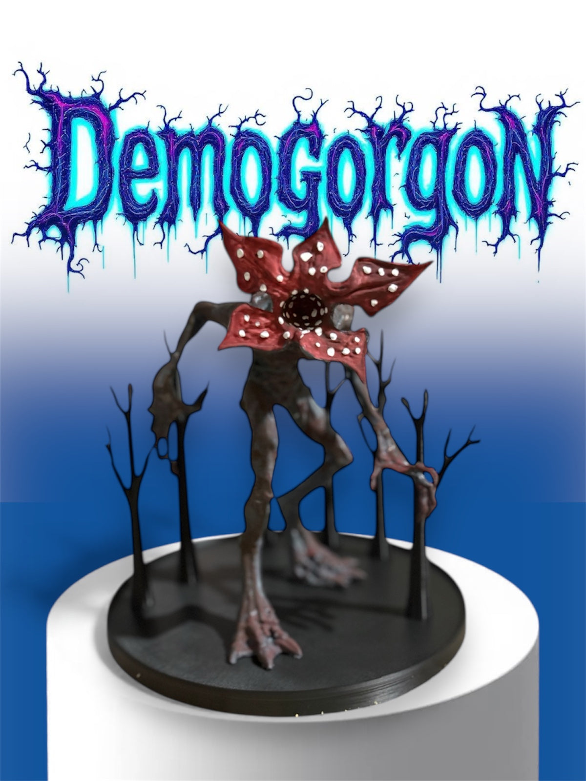 Demogorgon 3D Printed & Hand Painted Statue – Horror Collectible Figure, Dark Forest Base
