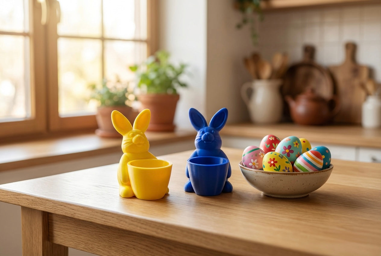 Set of 4 Bunny Egg Holders – Colorful Easter Rabbit Egg Cups