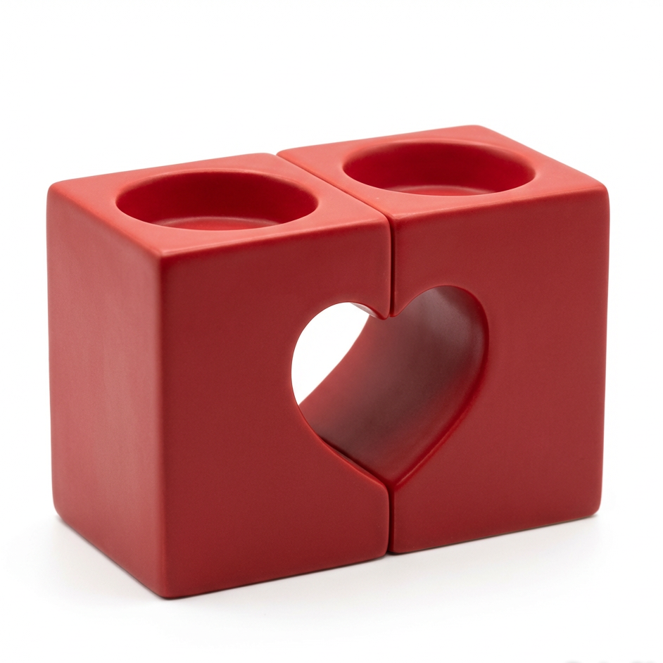 Red Heart Tealight Candle Holders Set