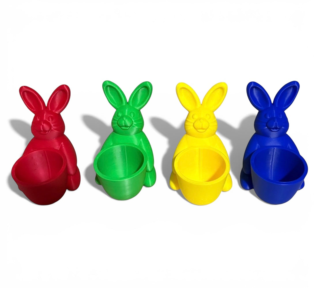 Set of 4 Bunny Egg Holders – Colorful Easter Rabbit Egg Cups