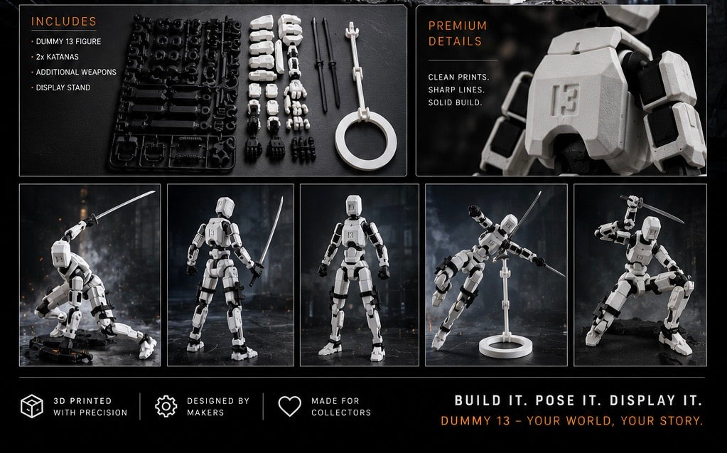 Dummy 13 DIY Articulated Mecha Model Kit – 25cm 3D Printed Robot Figure