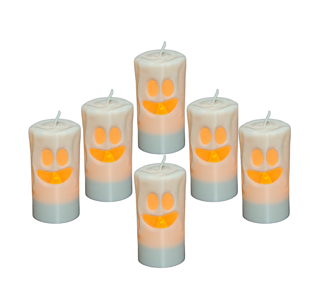 Halloween LED Ghost Candles Pack Of 6 Party Tea Light Candle Battery Operated