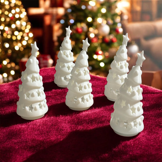 Set of 5 LED Color-Changing Mini Christmas Trees – Light-Up Holiday Decor (11.5 cm)