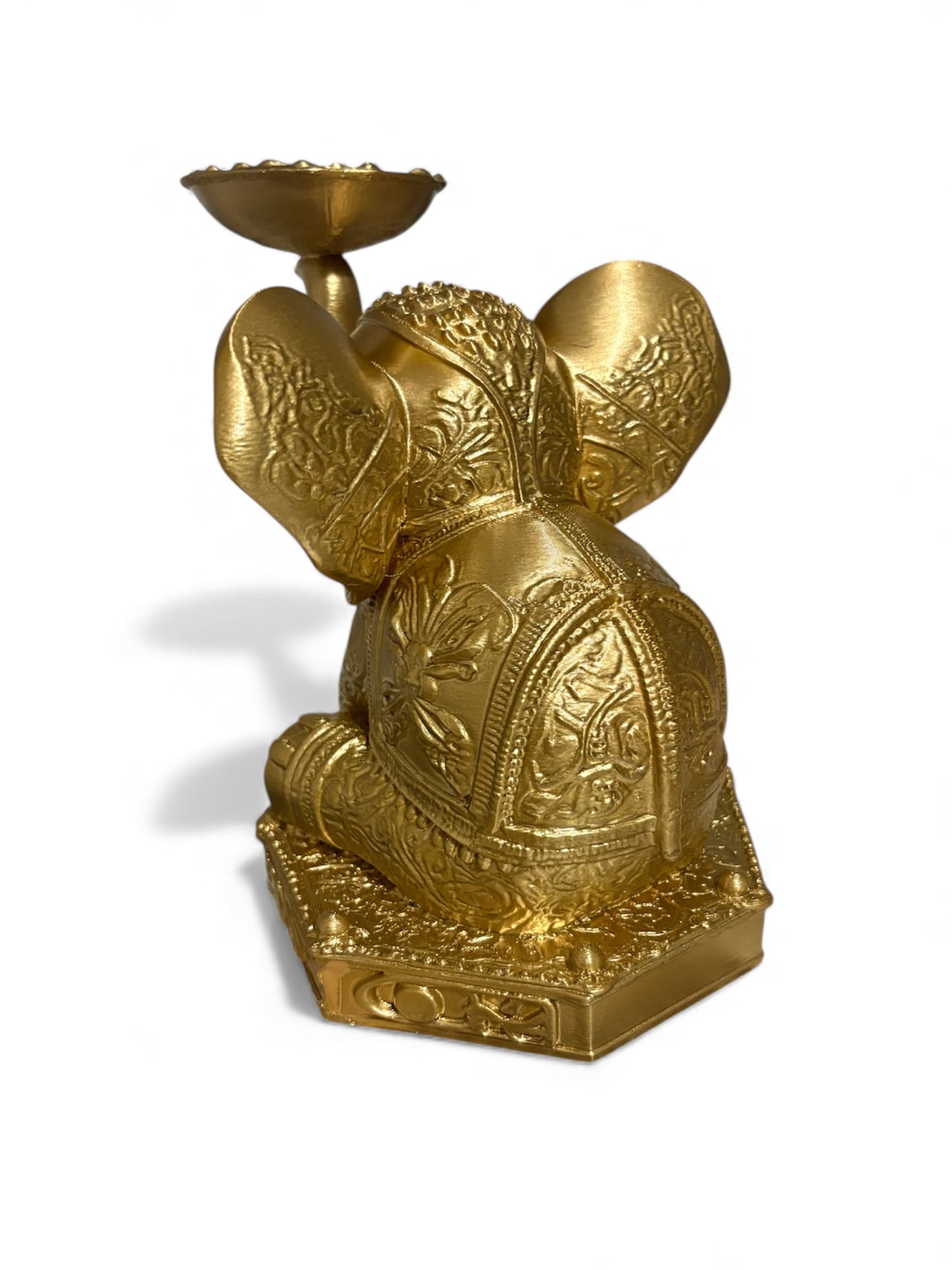 Golden Elephant Figurine Candle Holder – 17cm Ornate Decorative Statue