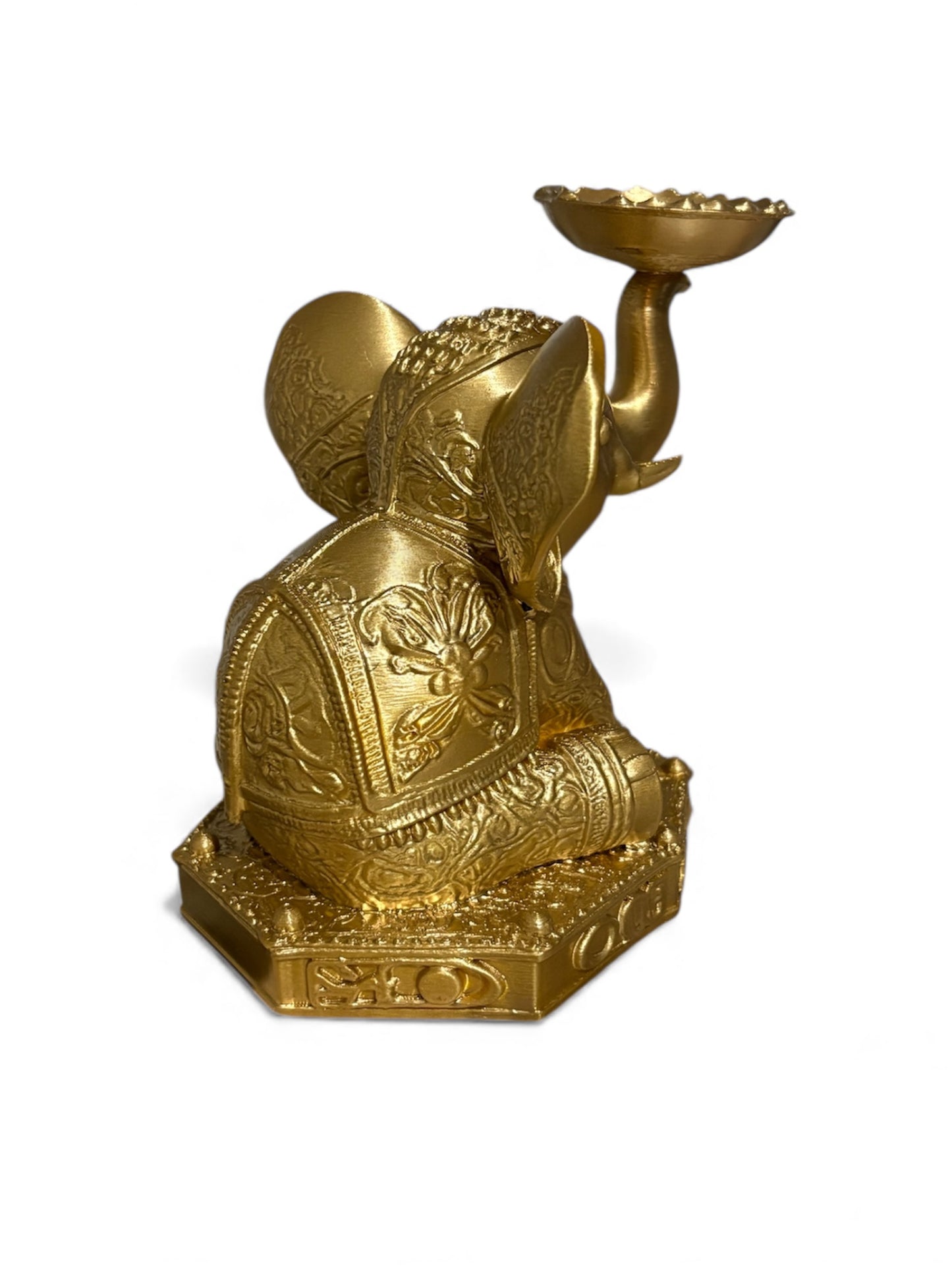 Golden Elephant Figurine Candle Holder – 17cm Ornate Decorative Statue