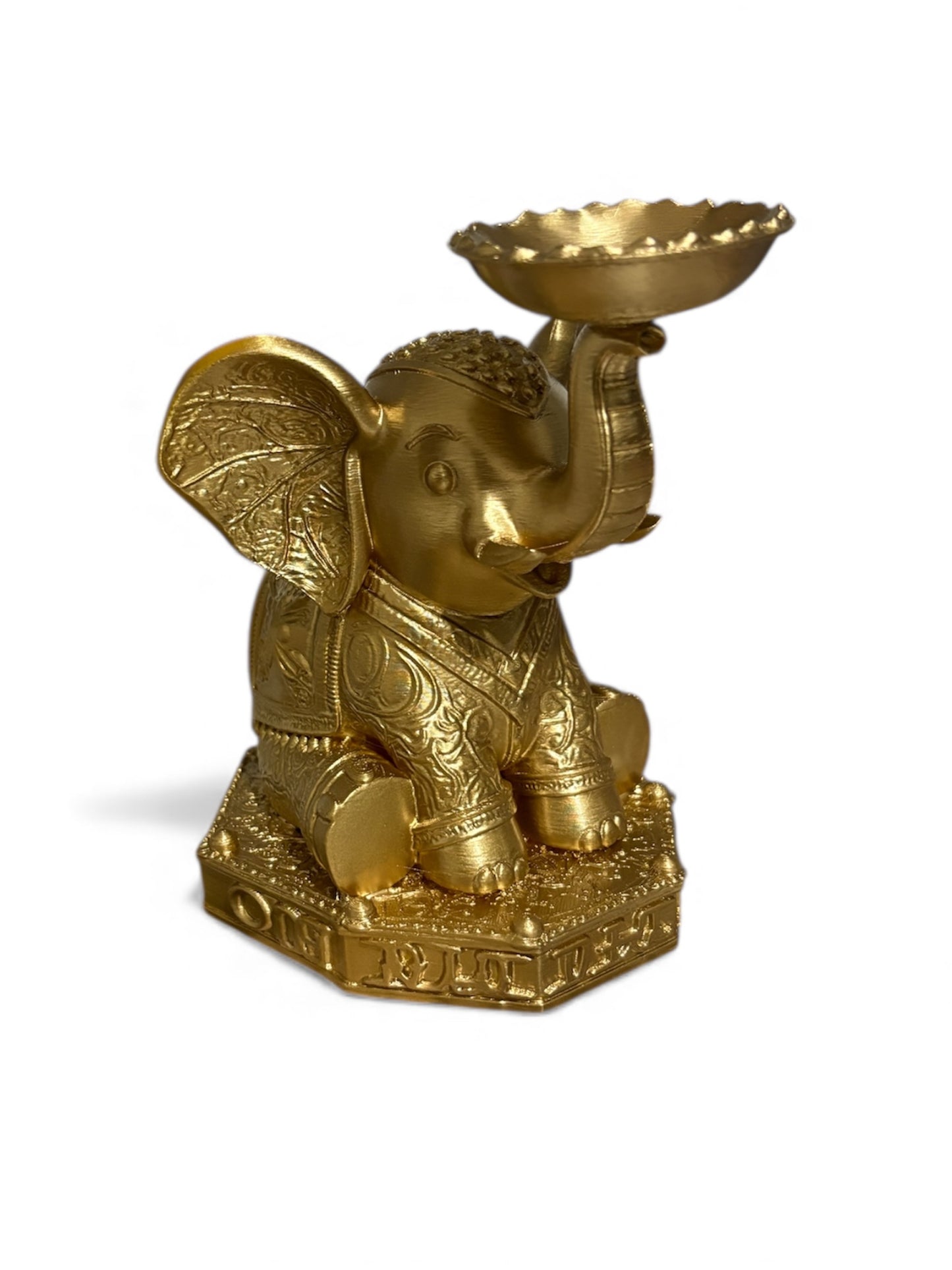 Golden Elephant Figurine Candle Holder – 17cm Ornate Decorative Statue