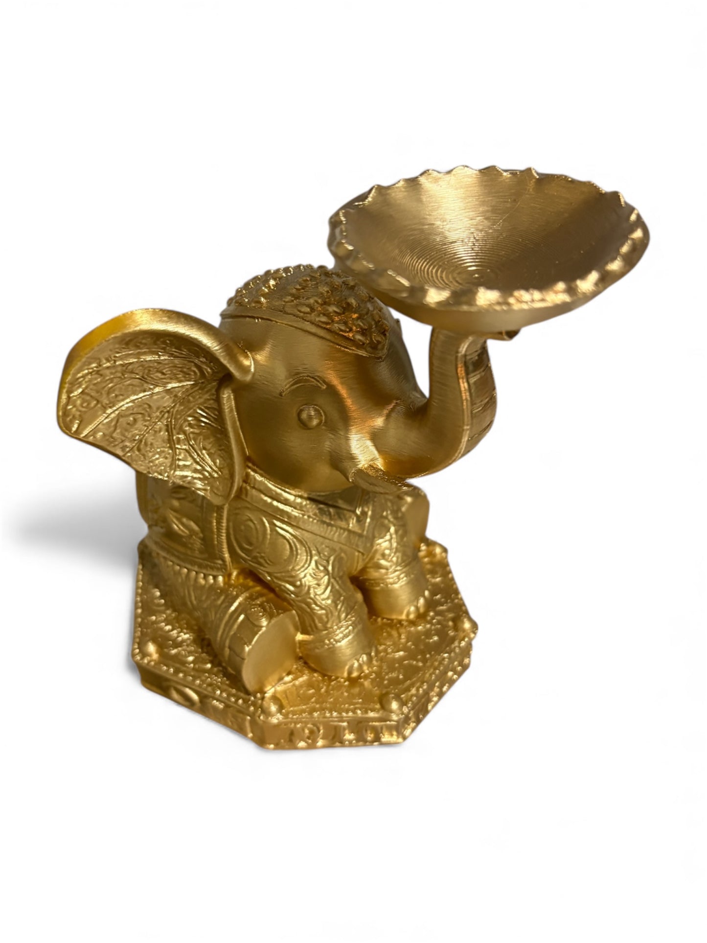 Golden Elephant Figurine Candle Holder – 17cm Ornate Decorative Statue
