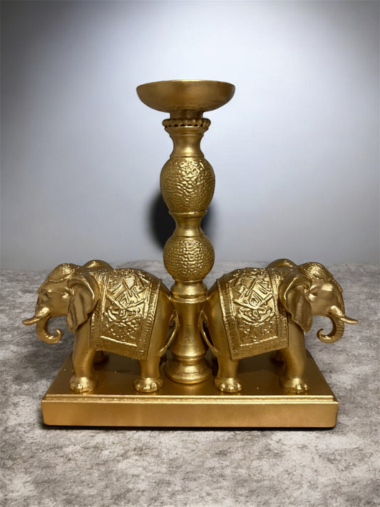 Decorative Twin Elephant Candle Holder for Home & Festive Décor