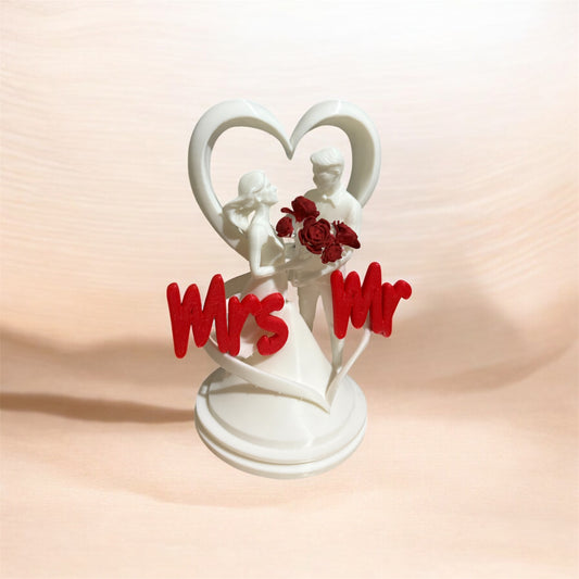 Mr & Mrs Wedding Table Decor Bride Groom Heart Ornament Anniversary Gift