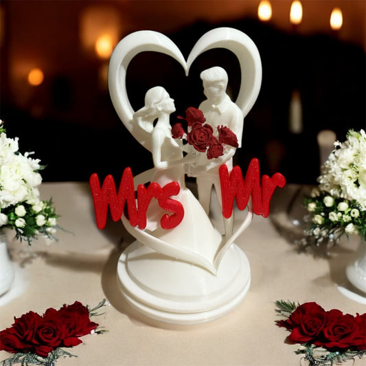 Mr & Mrs Wedding Table Decor Bride Groom Heart Ornament Anniversary Gift