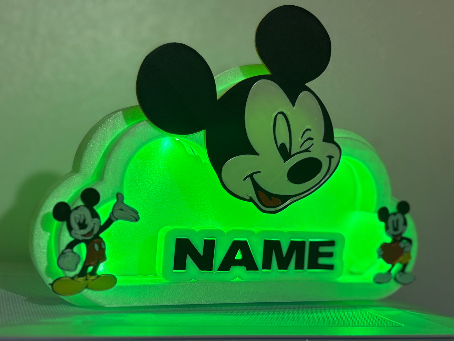 Custom Mickey Mouse LED Night Light with Personalized Name Plate – Remote Controlled