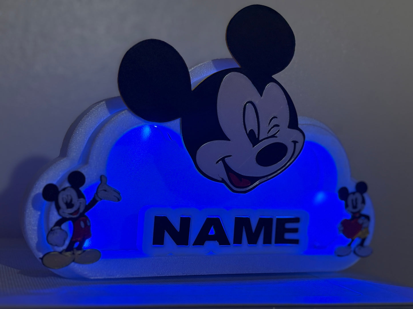 Custom Mickey Mouse LED Night Light with Personalized Name Plate – Remote Controlled