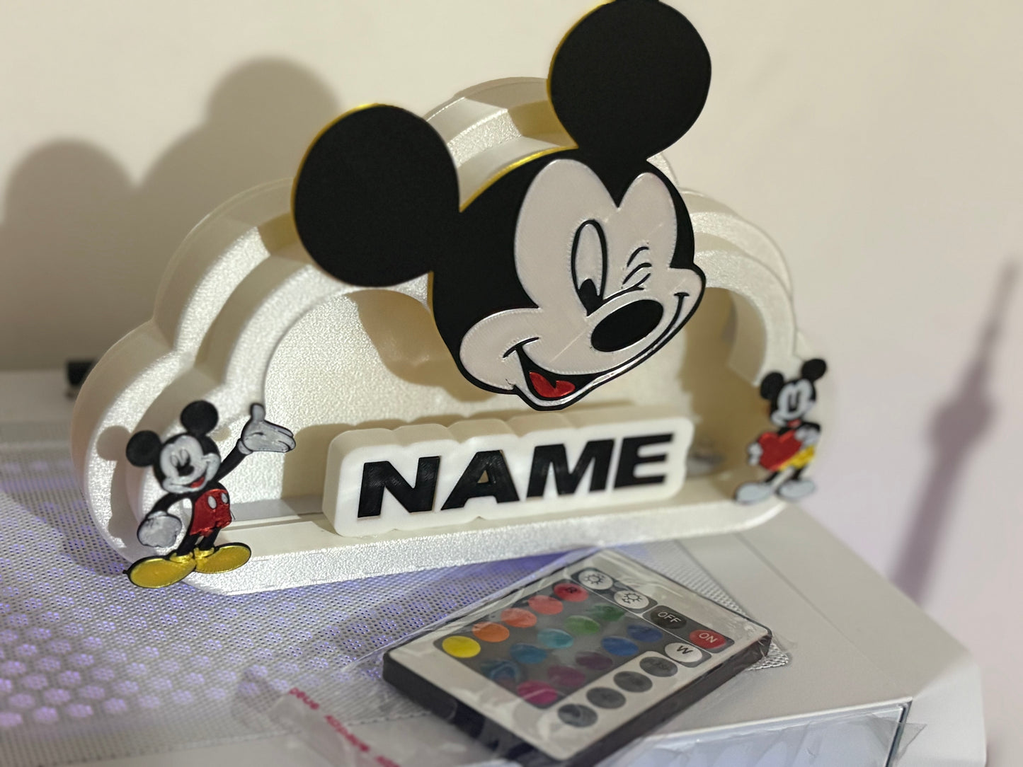 Custom Mickey Mouse LED Night Light with Personalized Name Plate – Remote Controlled