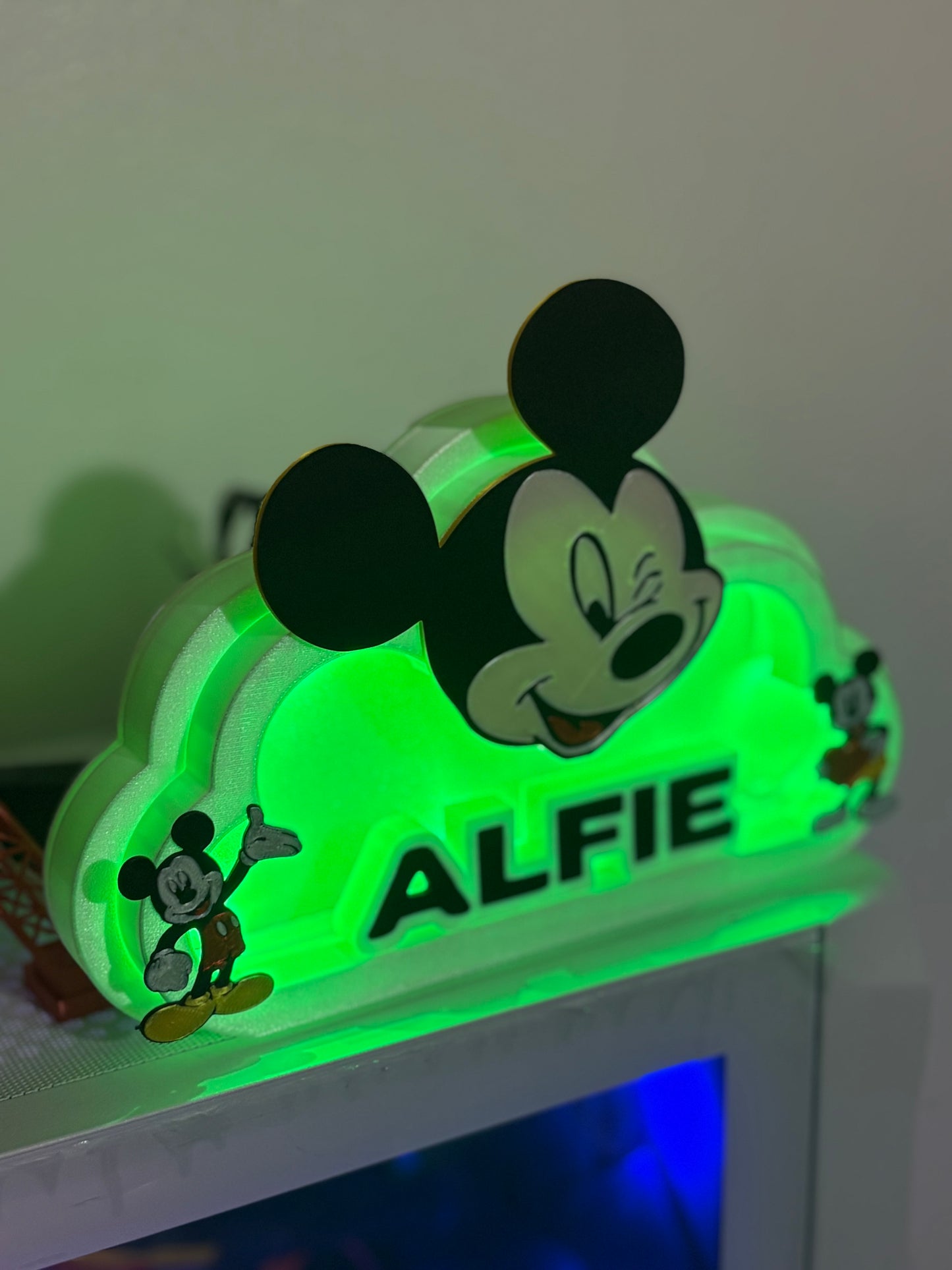 Custom Mickey Mouse LED Night Light with Personalized Name Plate – Remote Controlled