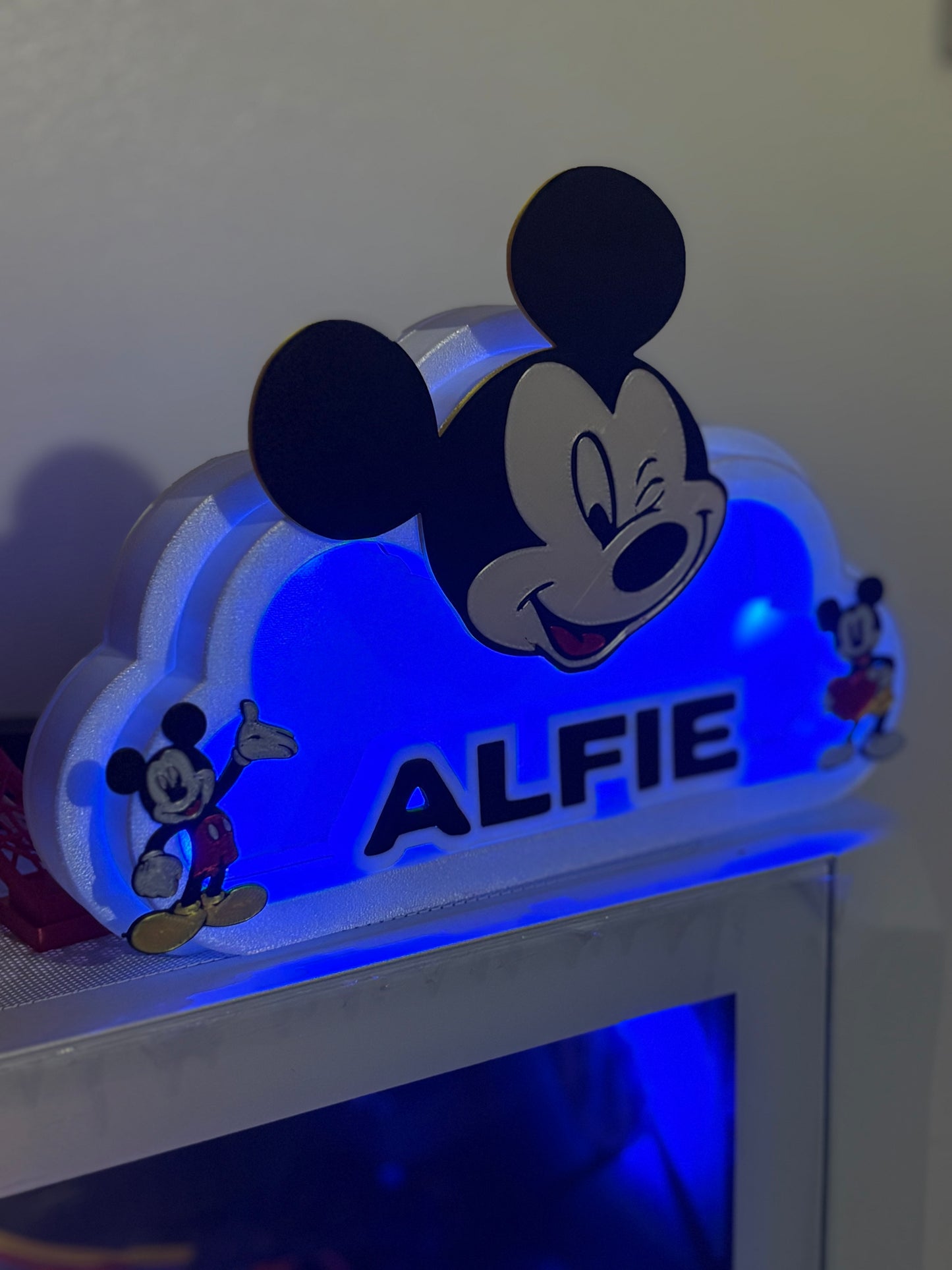 Custom Mickey Mouse LED Night Light with Personalized Name Plate – Remote Controlled