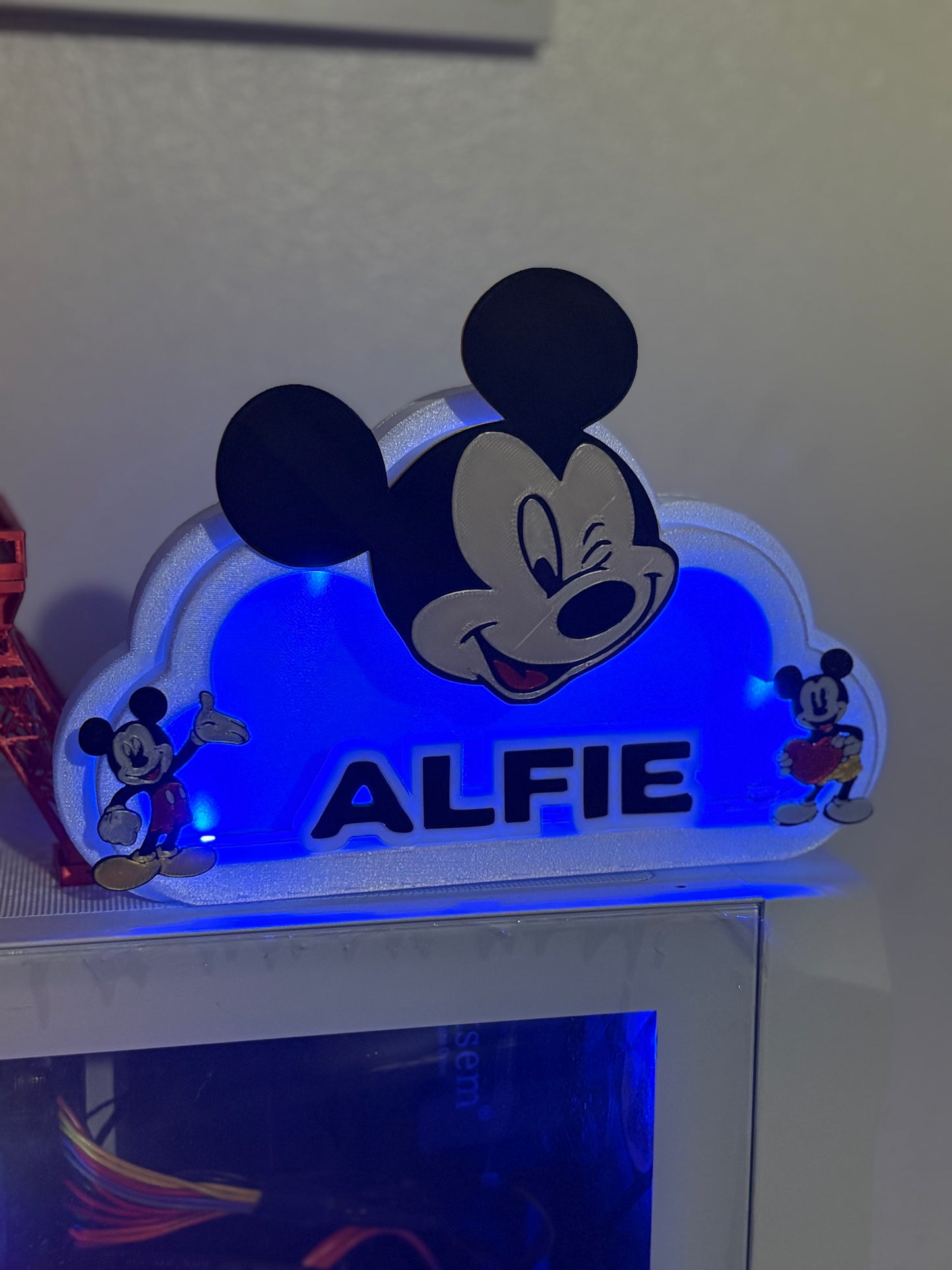 Custom Mickey Mouse LED Night Light with Personalized Name Plate – Remote Controlled