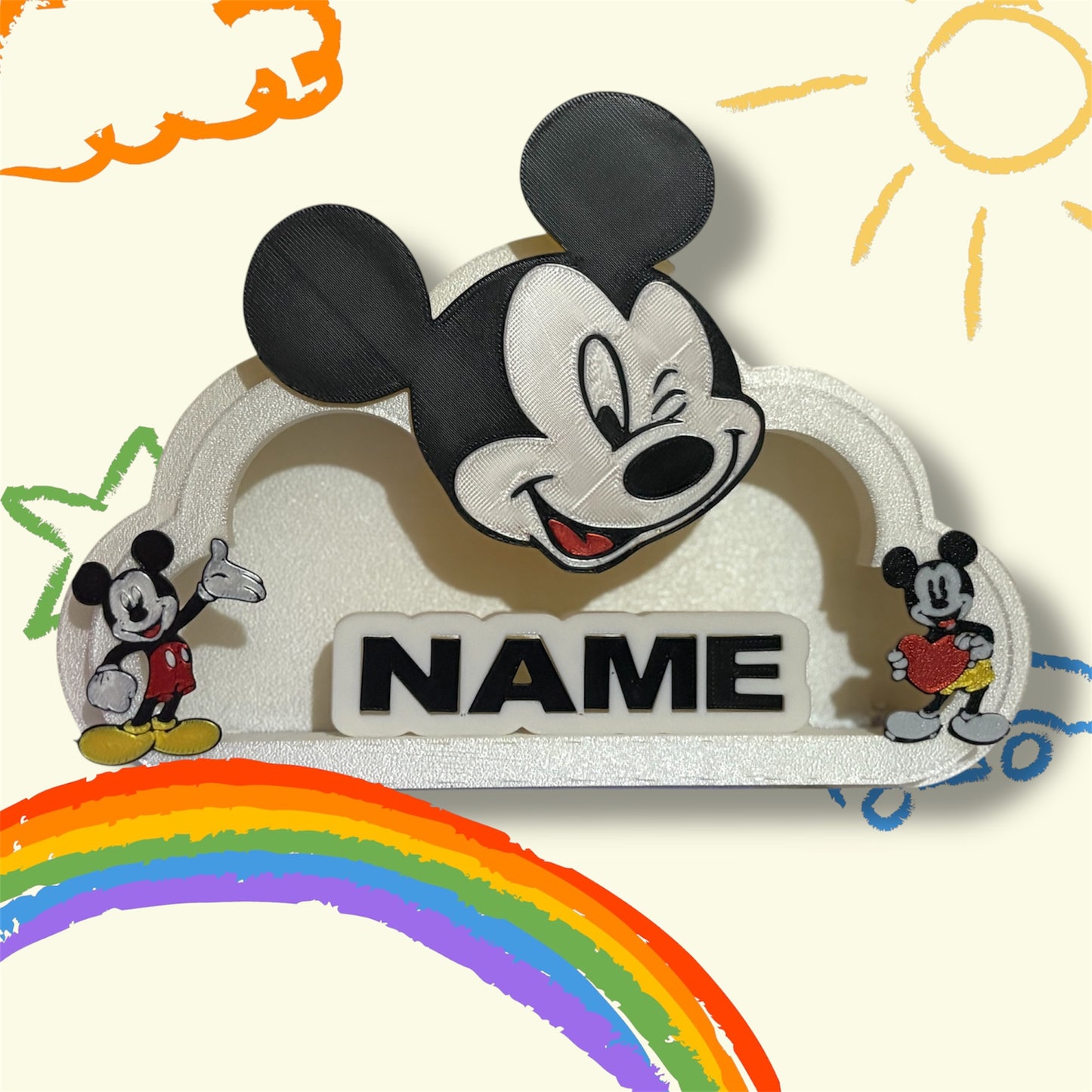 Custom Mickey Mouse LED Night Light with Personalized Name Plate – Remote Controlled