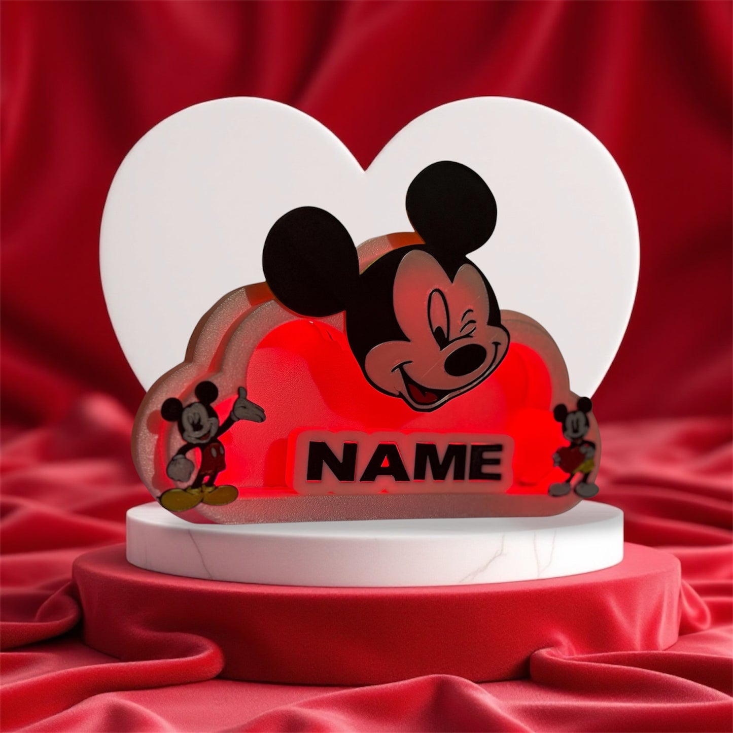 Custom Mickey Mouse LED Night Light with Personalized Name Plate – Remote Controlled